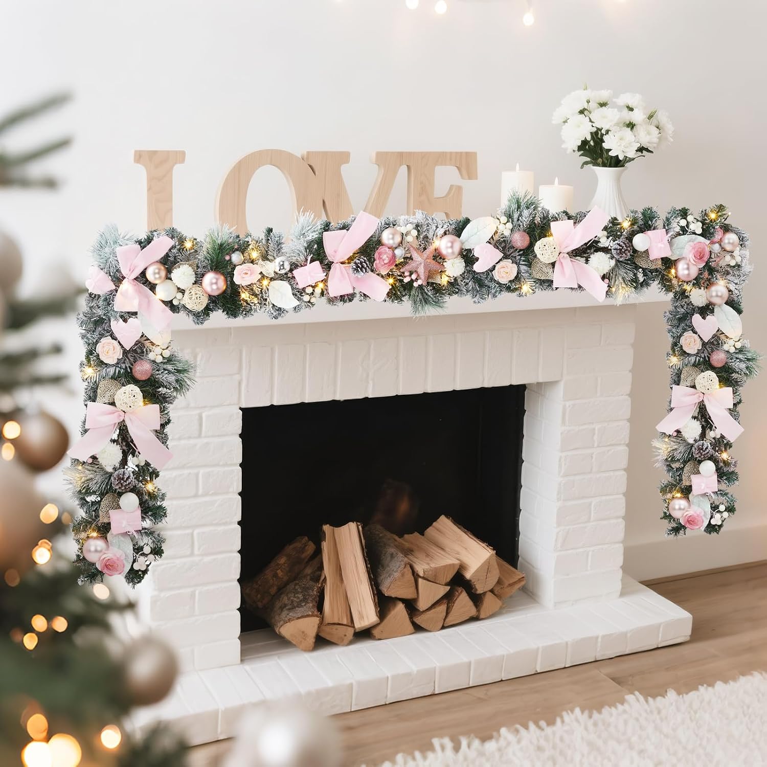 Outdoor Lighting Effects - Garvee 24 INCH Christmas Wreath Garland