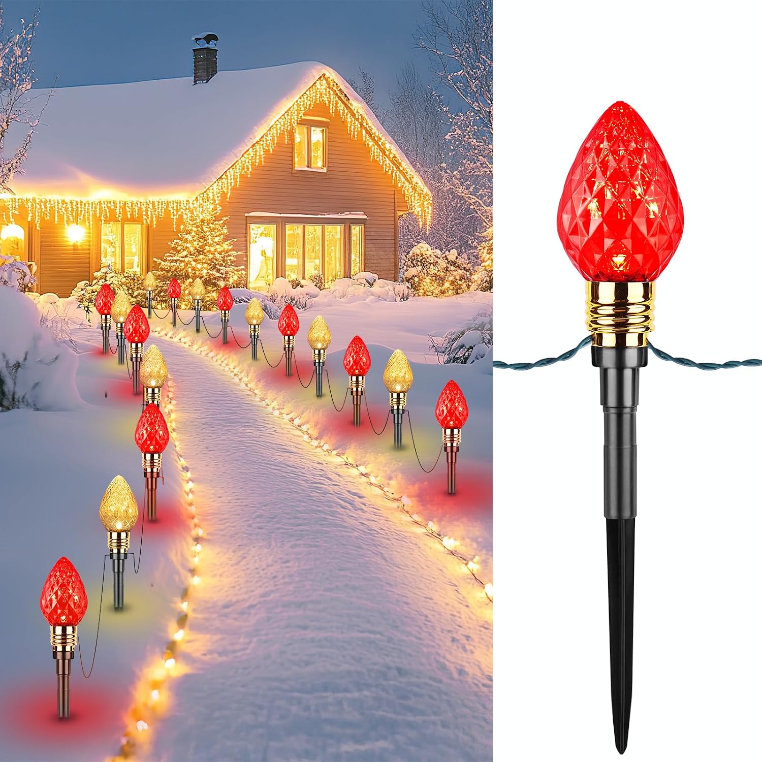 Outdoor Lighting Pathway - Outdoor Christmas Pathway Lights, 2-Pack Strawberry