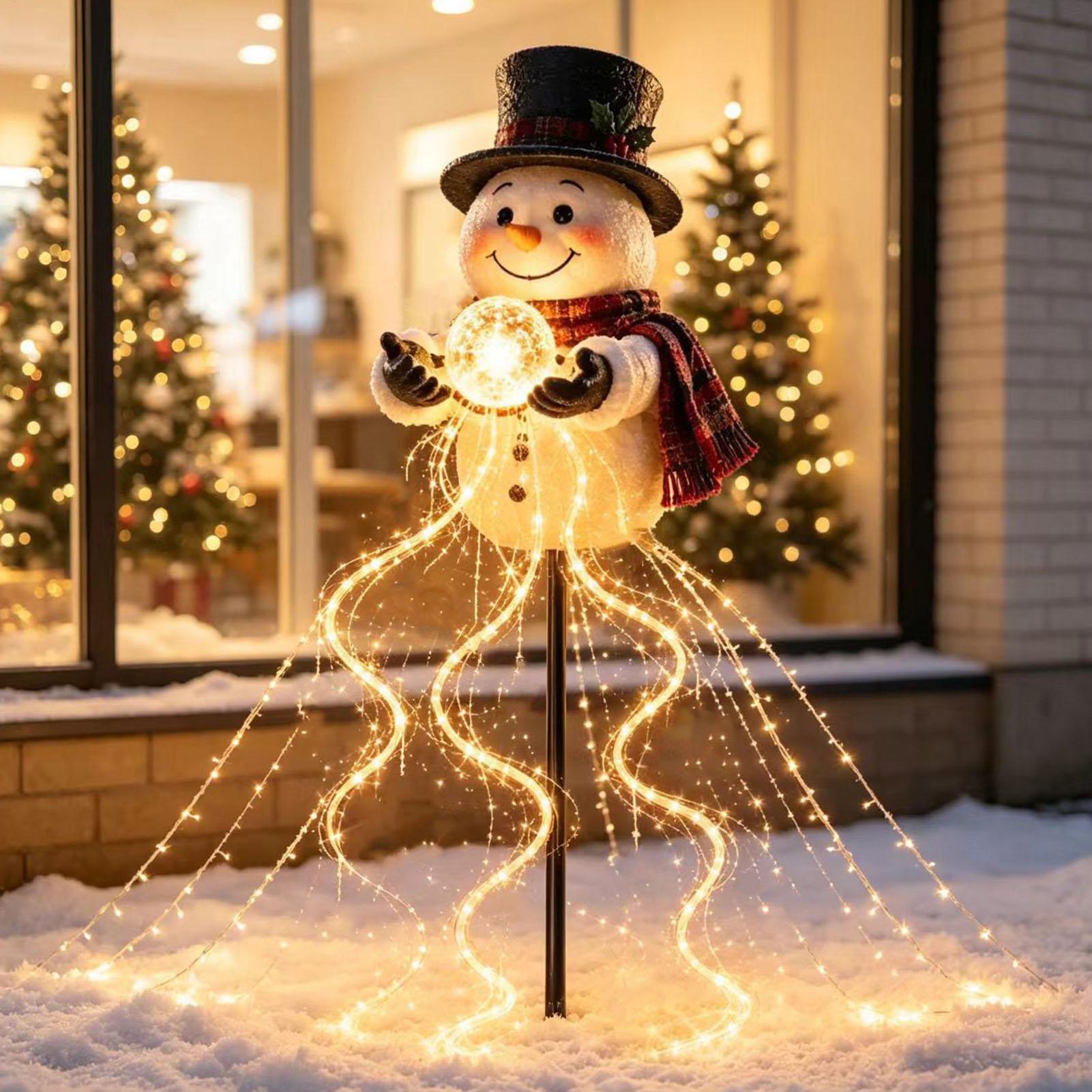 Outdoor Lighting Effects - Solar Christmas Snowman Garden Lights Outdoor