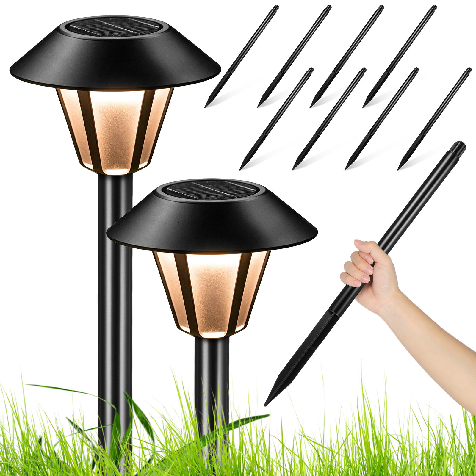 8Set Plastic Solar Light Stake - Outdoor Lighting Pathway ulasan dan harga