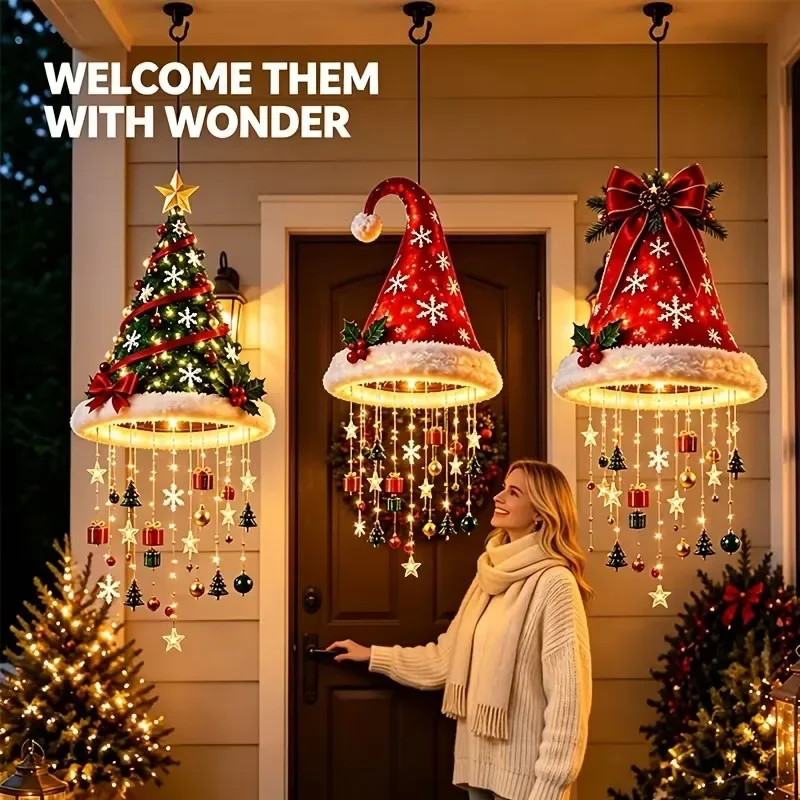Christmas Santa Hat Pendant Li - Outdoor Lighting Effects ulasan dan harga